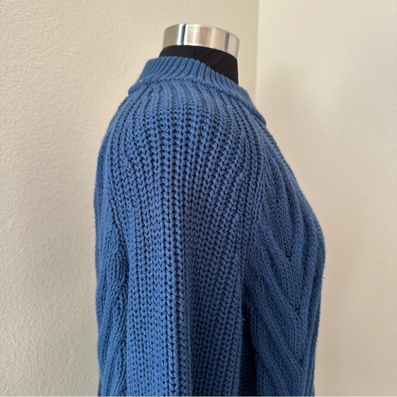 J. Crew Cable-knit mockneck Cotton Pullover Oversized sweater Ultramarine Size S - Picture 6 of 12